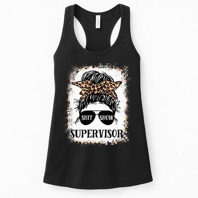 Shit Show Supervisor  Casual Messy Bun Bleached Womens Tank Top
