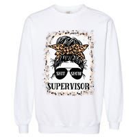Shit Show Supervisor  Casual Messy Bun Bleached Garment-Dyed Sweatshirt
