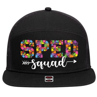 Sped Squad Special Education Inclusion Teacher Cool Gift 7 Panel Mesh Trucker Snapback Hat