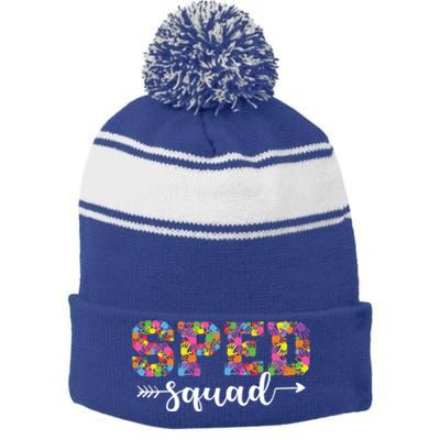 Sped Squad Special Education Inclusion Teacher Cool Gift Stripe Pom Pom Beanie