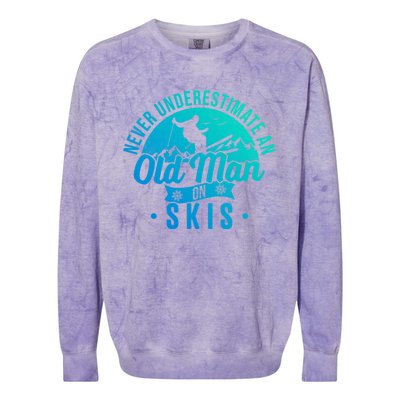 Ski Skiing Skier Never Underestimate An Old On Skis Cool Gift Colorblast Crewneck Sweatshirt