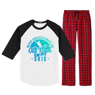 Ski Skiing Skier Never Underestimate An Old On Skis Cool Gift Raglan Sleeve Pajama Set