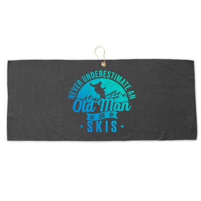 Ski Skiing Skier Never Underestimate An Old On Skis Cool Gift Large Microfiber Waffle Golf Towel