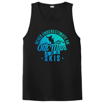 Ski Skiing Skier Never Underestimate An Old On Skis Cool Gift PosiCharge Competitor Tank