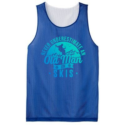 Ski Skiing Skier Never Underestimate An Old On Skis Cool Gift Mesh Reversible Basketball Jersey Tank