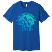 Ski Skiing Skier Never Underestimate An Old On Skis Cool Gift Premium T-Shirt