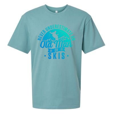 Ski Skiing Skier Never Underestimate An Old On Skis Cool Gift Sueded Cloud Jersey T-Shirt