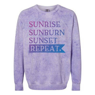 Sunrise Sunburn Sunset Repeat Summertime Sun Tan Design Cool Gift Colorblast Crewneck Sweatshirt