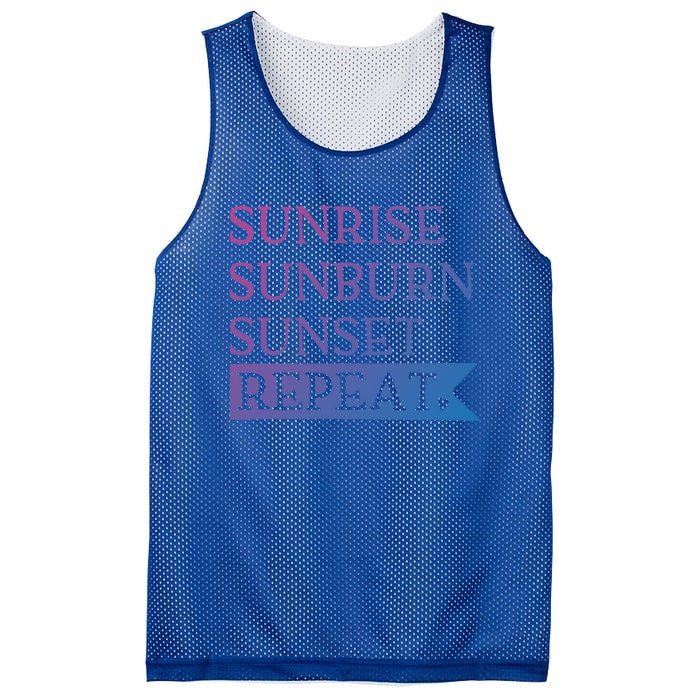 Sunrise Sunburn Sunset Repeat Summertime Sun Tan Design Cool Gift Mesh Reversible Basketball Jersey Tank