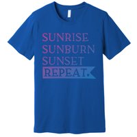 Sunrise Sunburn Sunset Repeat Summertime Sun Tan Design Cool Gift Premium T-Shirt