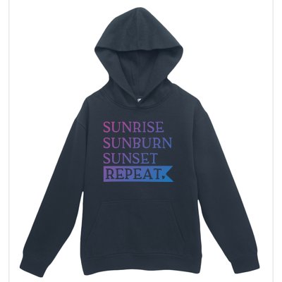 Sunrise Sunburn Sunset Repeat Summertime Sun Tan Design Cool Gift Urban Pullover Hoodie