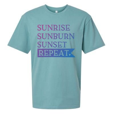 Sunrise Sunburn Sunset Repeat Summertime Sun Tan Design Cool Gift Sueded Cloud Jersey T-Shirt