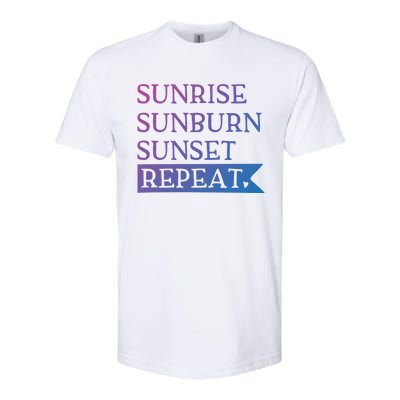 Sunrise Sunburn Sunset Repeat Summertime Sun Tan Design Cool Gift Softstyle CVC T-Shirt