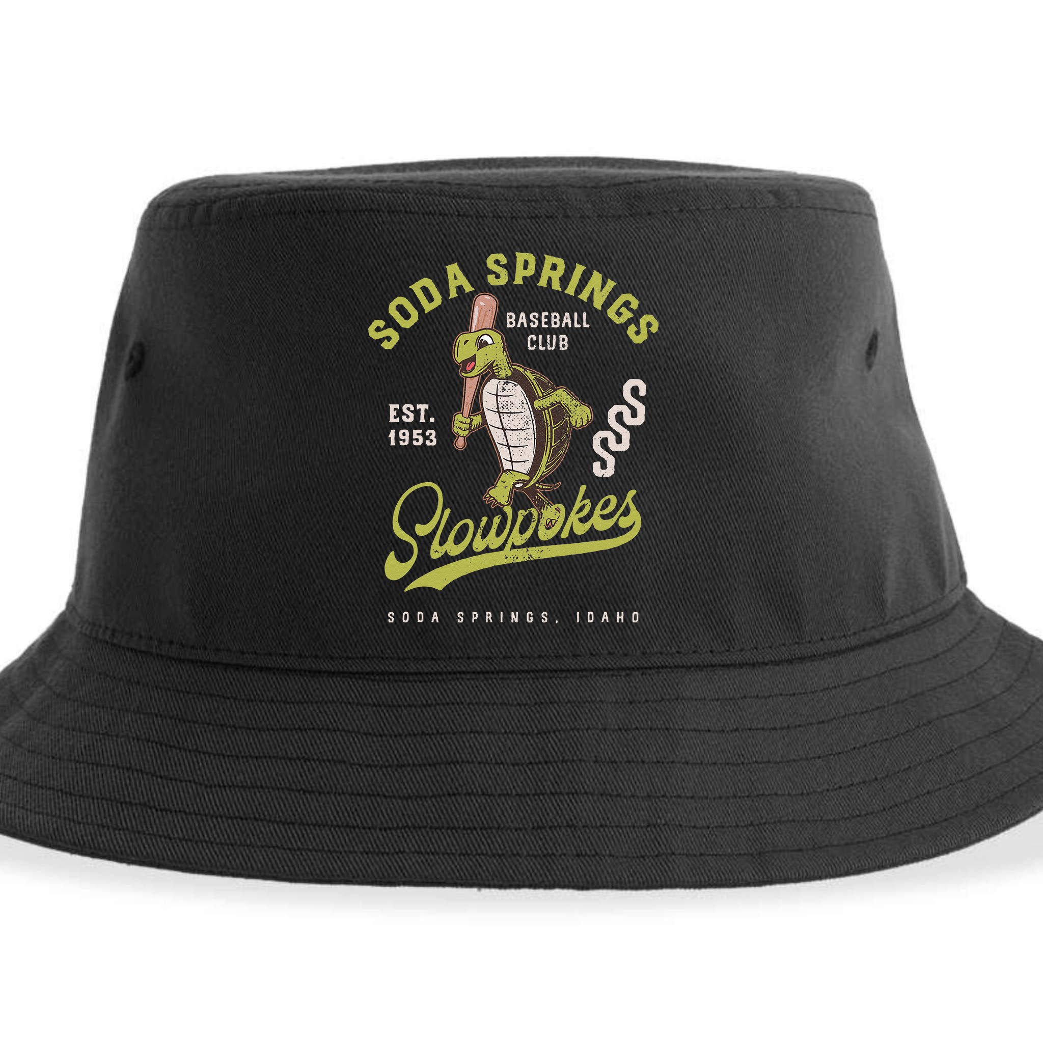 Soda Springs Slowpokes Retro Minor League Baseball Team Sustainable Bucket Hat