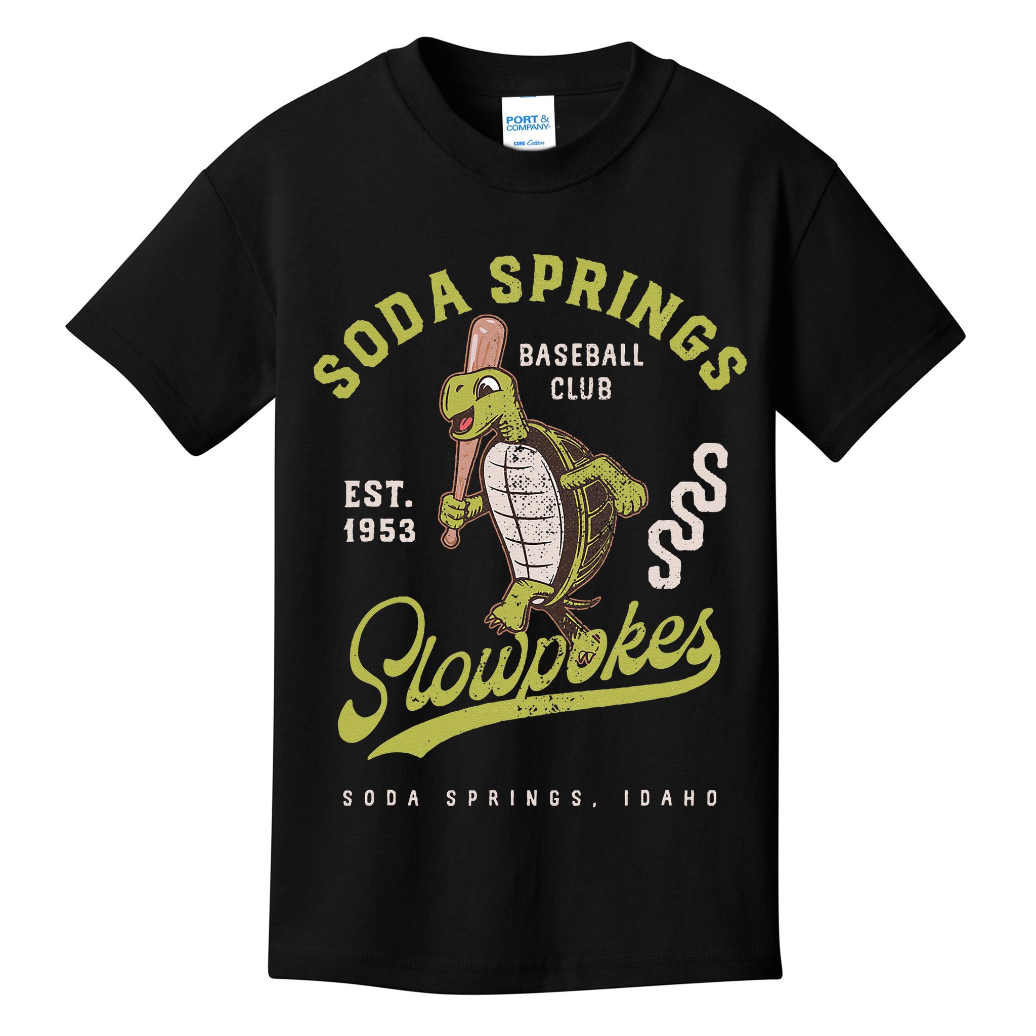 Soda Springs Slowpokes Retro Minor League Baseball Team Kids T-Shirt
