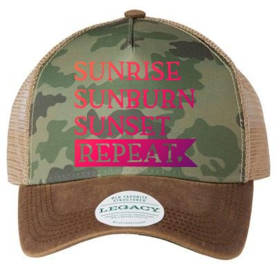 Sunrise Sunburn Sunset Repeat Summertime Sun Tan Design Cool Gift Legacy Tie Dye Trucker Hat