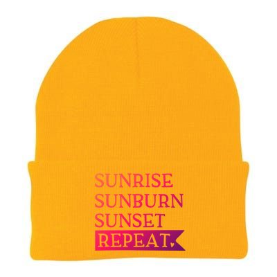 Sunrise Sunburn Sunset Repeat Summertime Sun Tan Design Cool Gift Knit Cap Winter Beanie