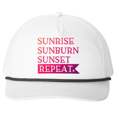 Sunrise Sunburn Sunset Repeat Summertime Sun Tan Design Cool Gift Snapback Five-Panel Rope Hat