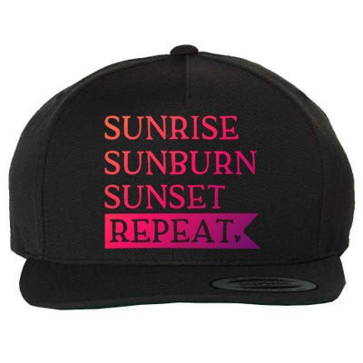 Sunrise Sunburn Sunset Repeat Summertime Sun Tan Design Cool Gift Wool Snapback Cap