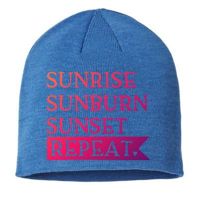 Sunrise Sunburn Sunset Repeat Summertime Sun Tan Design Cool Gift Sustainable Beanie