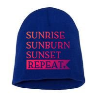 Sunrise Sunburn Sunset Repeat Summertime Sun Tan Design Cool Gift Short Acrylic Beanie