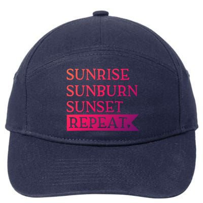 Sunrise Sunburn Sunset Repeat Summertime Sun Tan Design Cool Gift 7-Panel Snapback Hat