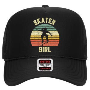 Skater  Shirt Skateboarder  Retro Skateboarding Gift High Crown Mesh Back Trucker Hat