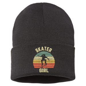 Skater  Shirt Skateboarder  Retro Skateboarding Gift Sustainable Knit Beanie