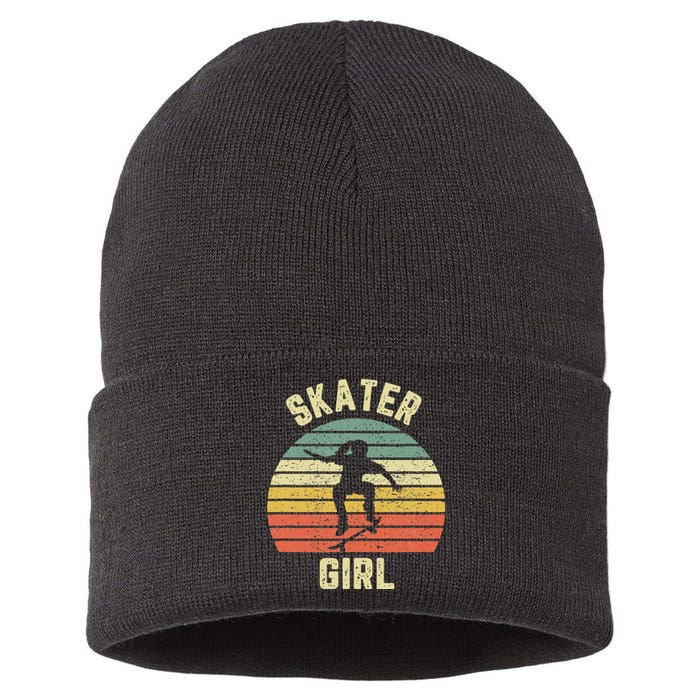 Skater  Shirt Skateboarder  Retro Skateboarding Gift Sustainable Knit Beanie