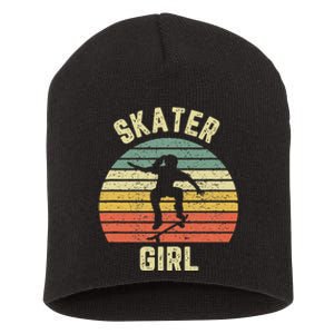 Skater  Shirt Skateboarder  Retro Skateboarding Gift Short Acrylic Beanie