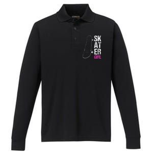 Skater  Skateboard SK8R Girls Skate Cool Skateboarding Performance Long Sleeve Polo