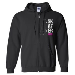 Skater  Skateboard SK8R Girls Skate Cool Skateboarding Full Zip Hoodie