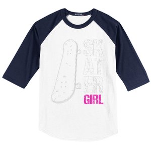 Skater  Skateboard SK8R Girls Skate Cool Skateboarding Baseball Sleeve Shirt