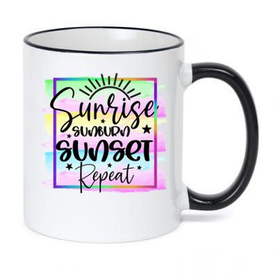 Sunrise Sunburn Sunset Repeat Cool Gift 11oz Black Color Changing Mug