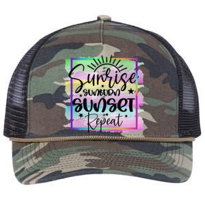 Sunrise Sunburn Sunset Repeat Cool Gift Retro Rope Trucker Hat Cap