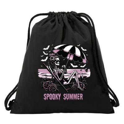 Spooky Summer Skeleton Halloween Summer Vibes Spooky Season Drawstring Bag