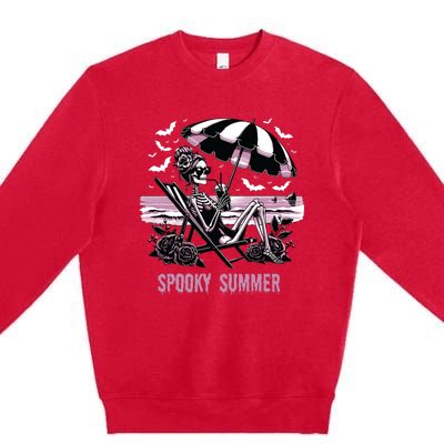 Spooky Summer Skeleton Halloween Summer Vibes Spooky Season Premium Crewneck Sweatshirt