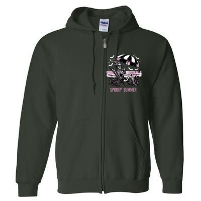 Spooky Summer Skeleton Halloween Summer Vibes Spooky Season Full Zip Hoodie