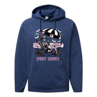 Spooky Summer Skeleton Halloween Summer Vibes Spooky Season Performance Fleece Hoodie