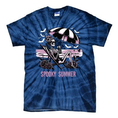 Spooky Summer Skeleton Halloween Summer Vibes Spooky Season Tie-Dye T-Shirt