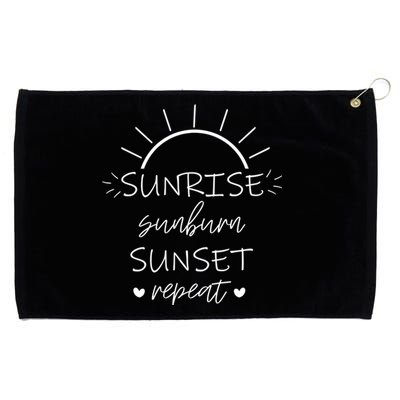 Sunrise Sunburn Sunset Repeat Summer Break Gift Great Gift Grommeted Golf Towel