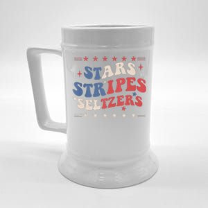 Stars Stripes Seltzers 4th Of July Patriotic Groovy Retro Beer Stein