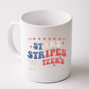 Stars Stripes Seltzers 4th Of July Patriotic Groovy Retro Coffee Mug