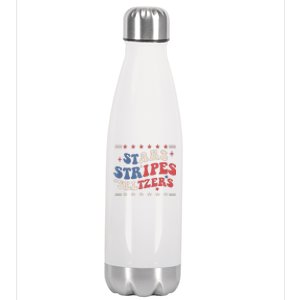 Stars Stripes Seltzers 4th Of July Patriotic Groovy Retro Stainless Steel Insulated Water Bottle