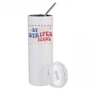 Stars Stripes Seltzers 4th Of July Patriotic Groovy Retro Stainless Steel Tumbler