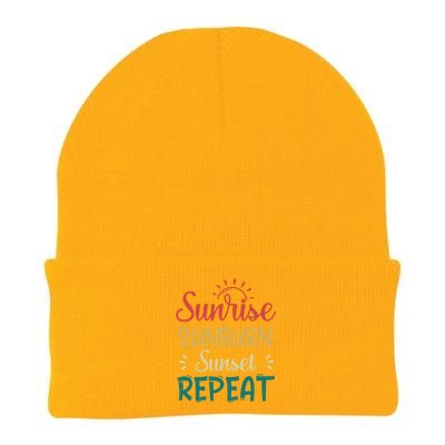 Sunrise Sunburn Sunset Repeat Gift Knit Cap Winter Beanie