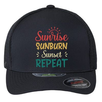 Sunrise Sunburn Sunset Repeat Gift Flexfit Unipanel Trucker Cap