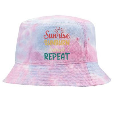 Sunrise Sunburn Sunset Repeat Gift Tie-Dyed Bucket Hat