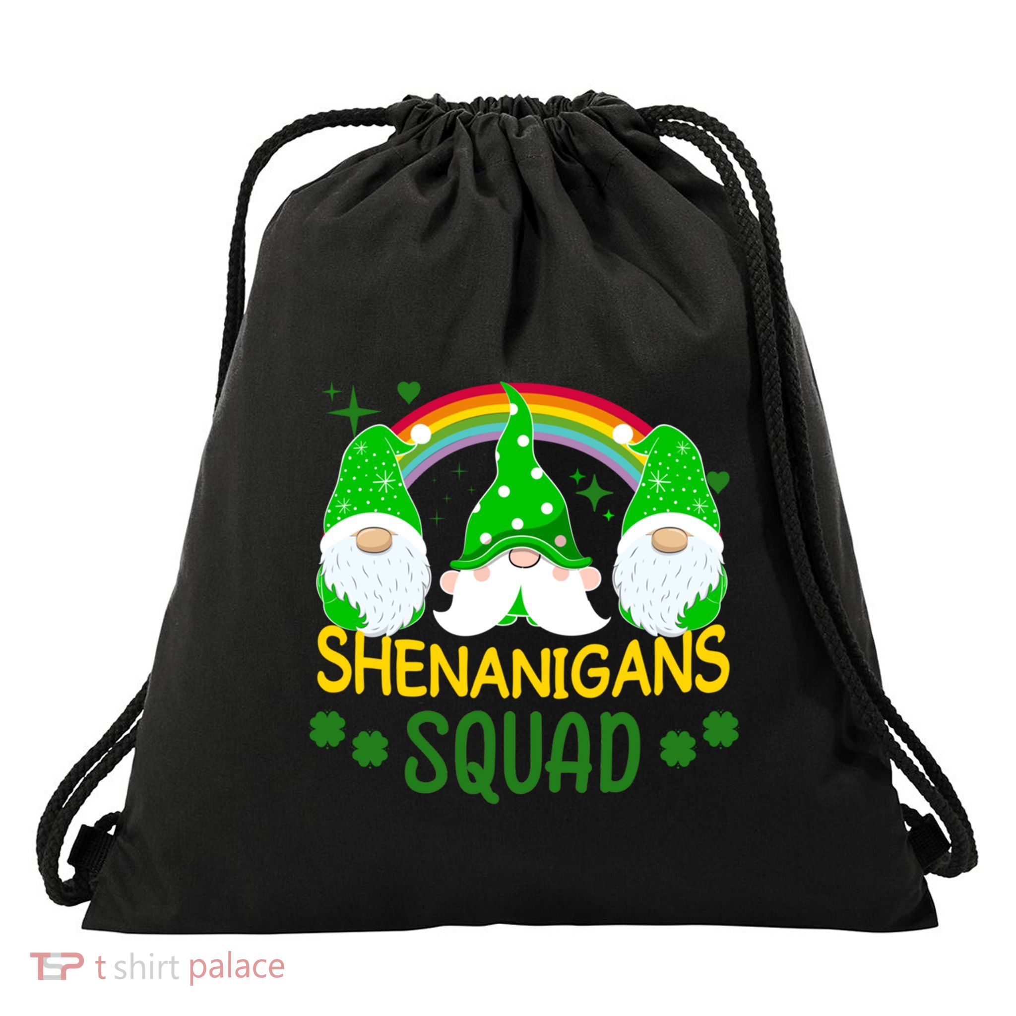 Shenanigans Squad St Patricks Day Gnomes Rainbow Gift Drawstring Bag