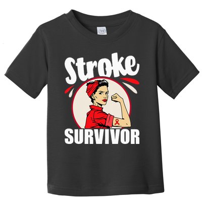 Stroke Survivor Stroke Awareness Red Ribbon Brain Attack Toddler T-Shirt